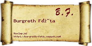 Burgreth Fáta névjegykártya